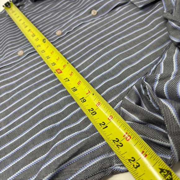 Robert Graham Men's M Gray Blue Striped Classic Fit Button Shirt Signature Cuffs - Picture 3 of 7